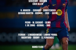 巴萨公布对阵皇家社会大名单：亚马尔回归，拉菲尼亚与霍安-加西亚缺阵