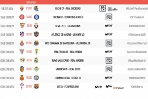 西甲第12轮对阵：11月9日巴列卡诺迎战皇马，11月10日塞尔塔对阵巴萨