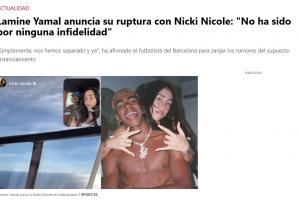 交往仅两个月，《每日体育报》报道称亚马尔向记者透露两人已分手，且原因并非不忠。