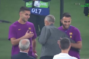 太熟了！巴萨球员赛前和恩里克叙旧！费兰有点逗啊~